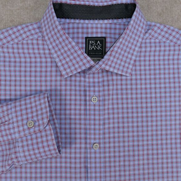 Jos. A. Bank Other - Jos A Bank Travel Tech Shirt Men 2XL Tailored Fit Blue Red Button Up Long Sleeve